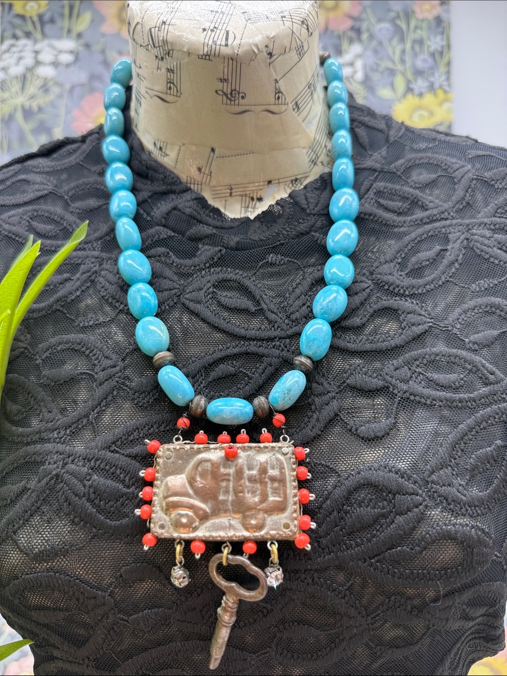 Adorned Crown Jewelry assemblage Kingman turquoise autumn necklace